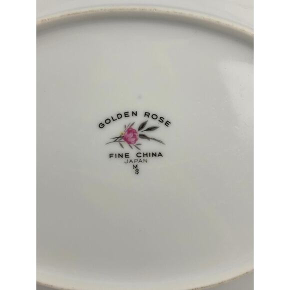 VTG Oval Serving Dish Vegetable Bowl Golden Rose Fine China of Japan 10" Long - Picture 12 of 14